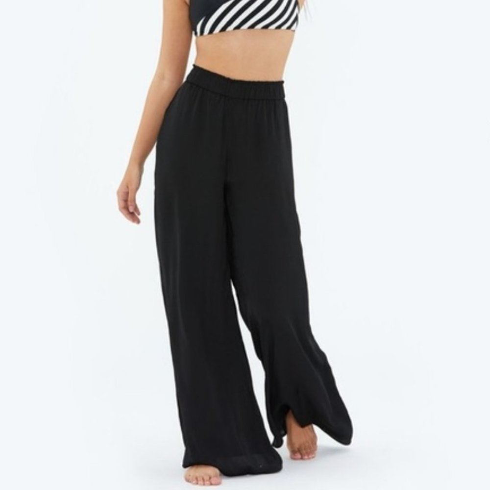 Summersalt Palazzo High Rise Wide Leg Cover Up Pants Elastic Waist Black Size L